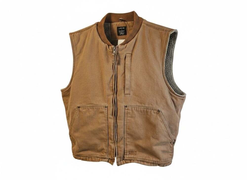 Lakin & McKey Trading Co. Sherpa Lined Canvas Work Vest Brown Men's XLR